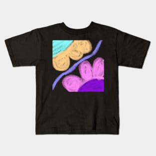 Pink purple blue watercolor floral art Kids T-Shirt